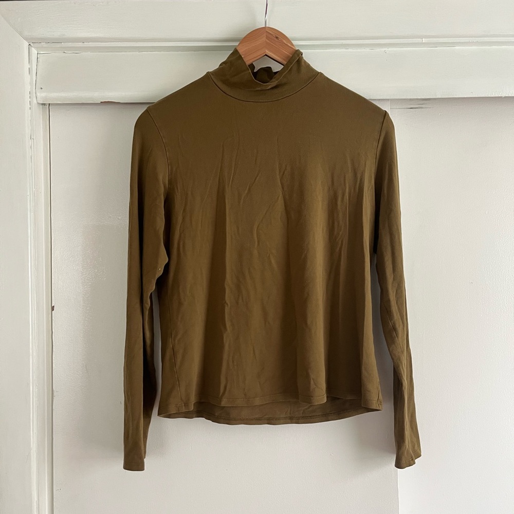 Eileen Fisher Mockneck Long Sleeve T-shirt in Olive